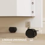 Mesa de Costura Dobrável com 6 Rodas Móvel para Máquina de Costura com 20 Pinos para Fios 4 Compartimentos 160x40x81,5 cm Branco