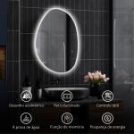 Espelho de Casa de Banho LED 3 Cores de Luz Brilho Regulável Função Anti Embaciamento Função Memória IP44 80x60 cm Prata