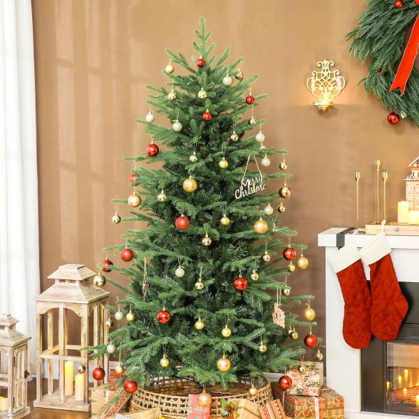 Árvore de Natal Artificial 180 cm com 1794 Ramos Densos Suporte Metálico Dobrável para Interior Verde