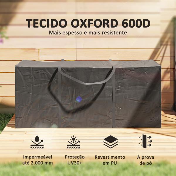 Bolsa de Armazenamento para Almofadas de Jardim Impermeável Bolsa de Arrumação para Árvore de Natal 175x55x75 cm Preto