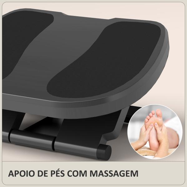 Apoio para os Pés com Superfície Texturizada Inclinação de 0 - 30° Massagem e Altura Ajustável em 3 Níveis 45x34x10 - 16,5 cm Cinza