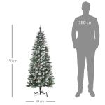 Árvore de Natal Artificial Ø69x150cm com 464 Ramas e 28 Pinhas Folhas de PVC Base Dobrável e Suporte Metálico Decoração de Natal para Interiores Verde