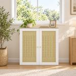 Cobre - radiador com 2 Portas em Rotim para Sala e Quarto 78x19x75 cm Branco