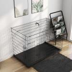 Gaiola para Cães com 2 Portas Gaiola para Animais de Estimação de Arame Dobrável com Alça de Transporte Aço 121x74,5x81cm Preto