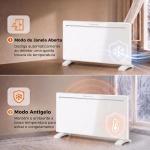 Aquecedor de Painel Inteligente 2000W, Parede ou Chão, Temporizador Semanal, Modo Janela Aberta e Anti - gelo, Branco