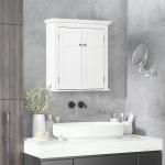 Armário Casa de Banho de Parede com Prateleiras Ajustáveis e Portas com Fechadura Magnéticas 58x24x60 cm Branco