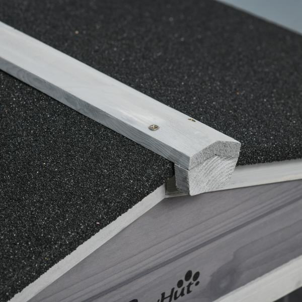 Casota para Coelhos Exterior 157,4x53x99,5 cm Gaiola Grande com Rodas, Telhado Asfáltico, Tabuleiros Removíveis e Rampa Cinzento