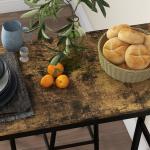 Conjunto de Mesa Alta de Cozinha com 2 Bancos Estrutura em Aço Estilo Industrial para Sala de Jantar Castanho Rústico
