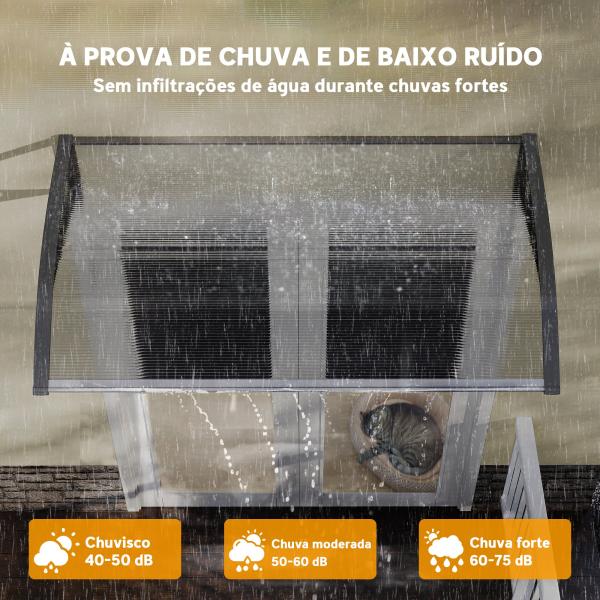 Cobertura para Portas e Janelas 110x60 cm com Painéis de Policarbonato e Barra de Alumínio Transparente