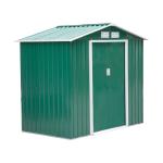 Abrigo de Jardim 213x130x185cm Abrigo de Jardim Metálico de Exterior com 2 Portas Deslizantes e 4 Janelas Verde