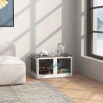 Caixa de Armazenamento Empilhável com Tampa 69L Caixa Organizadora Dobrável com Rodas 60x42x34 cm Branco