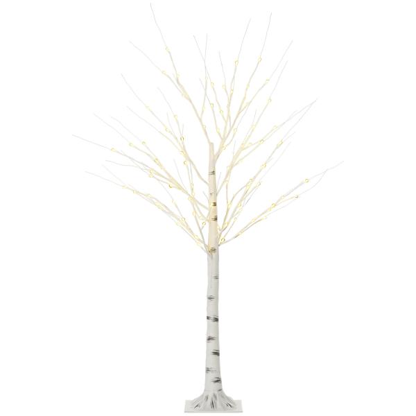Árvore de Bétula com 96 Luzes LED IP44 Branco Quente Ramos Flexíveis Árvore de Decoração 22x22x150cm Branco