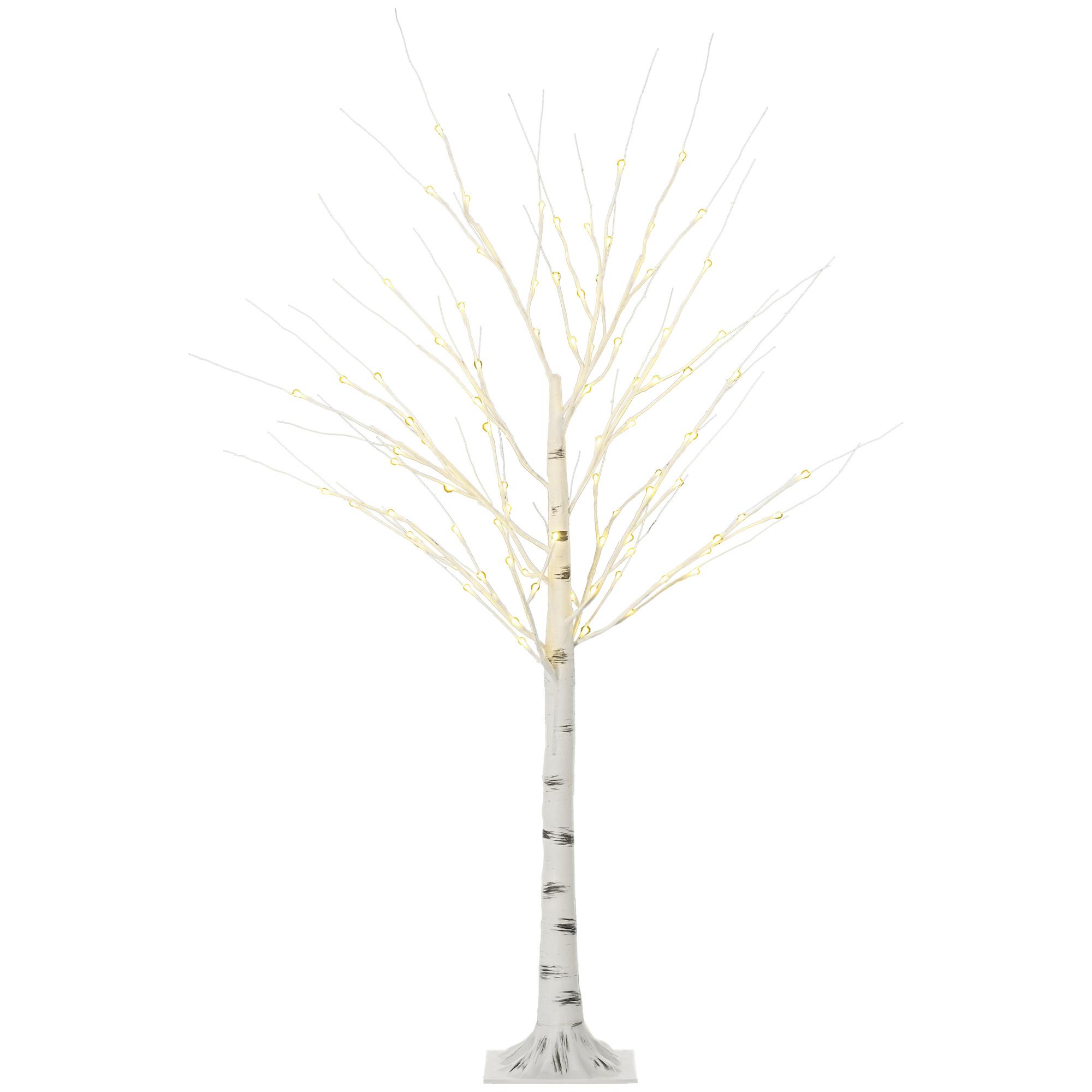 Árvore de Bétula com 96 Luzes LED IP44 Branco Quente Ramos Flexíveis Árvore de Decoração 22x22x150cm Branco
