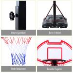 Tabela de basquetebol dobrável e ajustável em altura 150 - 210 cm branco preto e vermelho