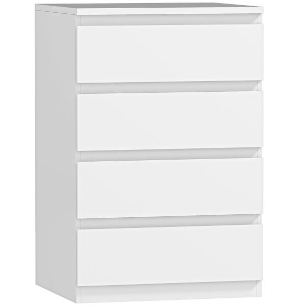 Cómoda com 4 Gavetas com Fecho Suave para Quarto Escritório Estilo Moderno 45x40x68 cm Branco