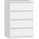 Cómoda com 4 Gavetas com Fecho Suave para Quarto Escritório Estilo Moderno 45x40x68 cm Branco
