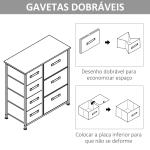 Cómoda com 7 Gavetas de Tecido Cómoda de Armazenamento Multifuncional para Dormitório Sala de Estar Corredor 63,5x30x71cm Cinza