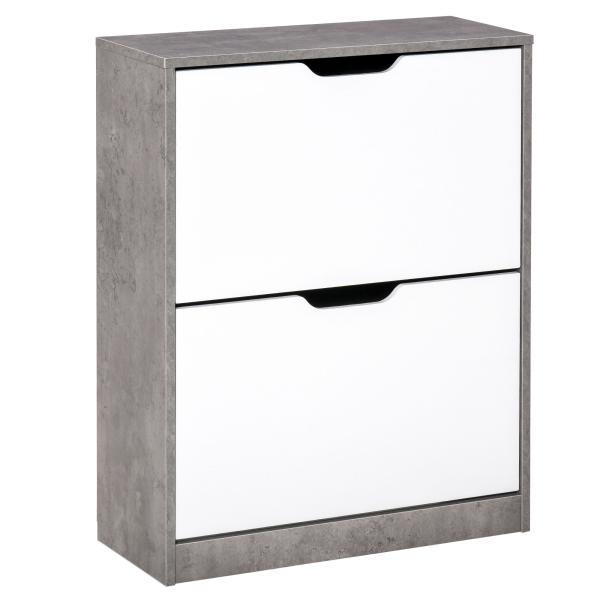 Sapateira Moderna com 2 Prateleiras Abatíveis para 8 Pares de Sapatos Sapateira Estreita 62,5x26x81 cm Cinza