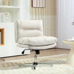 Cadeira de Escritório com Altura Ajustável Função Basculante Base Cruzada e Assento Amplo Cadeira para Estúdio 65x65x84 - 94 cm Cinza Claro