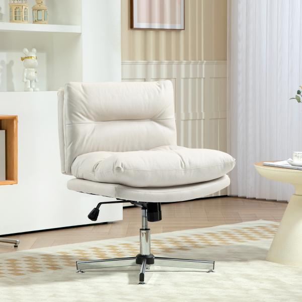 Cadeira de Escritório com Altura Ajustável Função Basculante Base Cruzada e Assento Amplo Cadeira para Estúdio 65x65x84 - 94 cm Cinza Claro