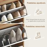 Sapateira Estreita com 2 Portas Prateleiras Ajustáveis para 12 Pares de Sapatos 60x24,5x75,5 cm Mdeira e Branco