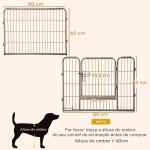 Parque para Cães com 16 Painéis e 2 Portas, Recinto em Aço para Interior e Exterior 80x60 cm Cinzento
