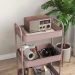 Carrinho Auxiliar de 3 Níveis com Rodas Carrinho de Armazenamento Deslizante para Cozinha Sala 45x30.6x79 cm Rosa