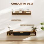 Móvel de TV Sala de Estar com Prateleira de Parede Armário Orifícios para Cabos para Televisão de Parede 120x24x16 cm Carvalho