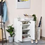 Sapateira Armário Multiuso com 2 Portas Prateleiras Interiores e 4 Prateleiras Exteriores com Altura Ajustável 83x30x90 cm Branco