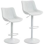 Conjunto de 2 Bancos de Bar Bancos Altos de Cozinha Giratórios com Altura Ajustável e Couro Sintético 47,5x54x92 - 110 cm Branco