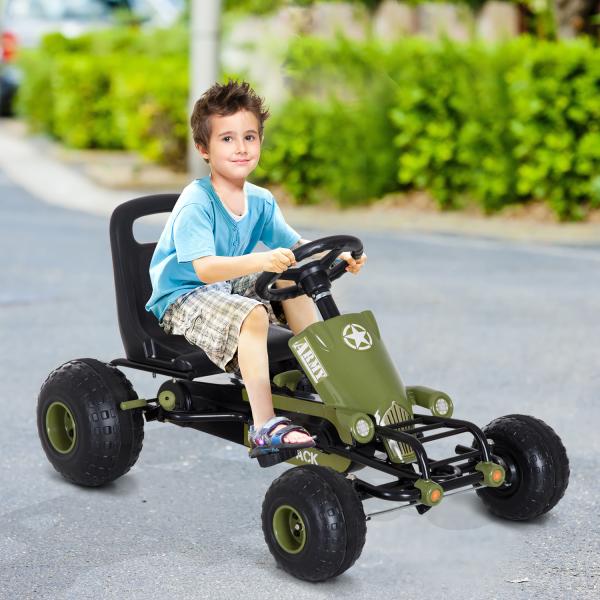 Kart a Pedais com Assento Ajustável Embreagem Travão de Mão para Crianças de 3 - 6 Anos 99x65x56 cm Verde e Preto