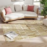 Tapete Sala de Estar 170x120 cm Tapete Lavável na Máquina de Lavar Pelo Curto Estilo Moderno Creme