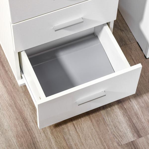 Bloco de Gavetas para Escritório Móvel de Arquivos com 3 Gavetas e Fechadura para Secretária Casa 40x40x61,5 cm Branco