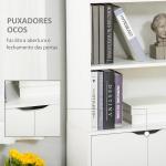Estante para Livros com 4 Compartimentos Abertos e 1 Armário com 2 Prateleiras Armazenamento Livros Plantas para Sala de Estar Escritório 59x29x180cm Branco