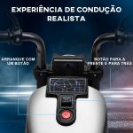 Motocicleta Elétrica para Crianças de 18 - 36 Meses com Bateria 6V Farol e Rodas Auxiliares Removíveis 76x42x57 cm Branca