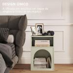 Mesa de Cabeceira Estreita com 2 Compartimentos Abertos e Design em Arco 40x30x60 cm Verde - Claro