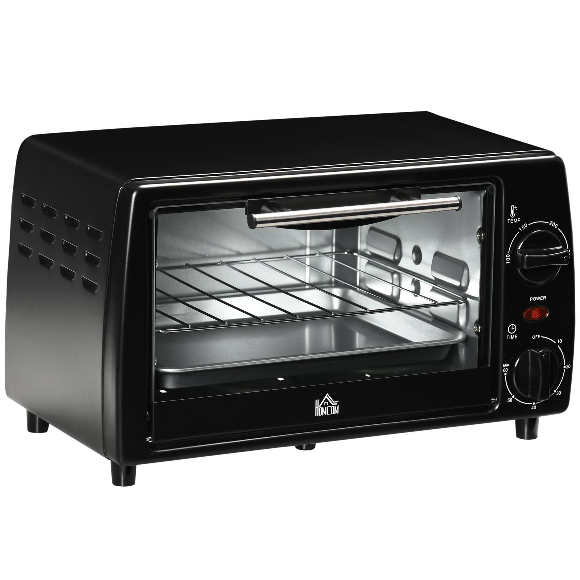 Mini Forno Elétrico 10 Litros 750W com Temperatura até 230°C Temporizador 60 Minutos Bandeja e Grade 36,5x26x22cm Preto