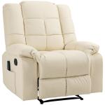 Poltrona de Massagem Poltrona Relax Reclinável com 8 Pontos de Massagem Controlo Remoto Estofada em PU 94x99x99 cm Creme