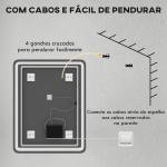 Espelho Casa de Banho com Luzes LED 70x90 cm Função Antiembaciamento 3 Temperaturas de Cor Ajustável e Função de Memória Prata