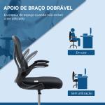 Cadeira de Escritório com Suporte Lombar Apoio para os Braços Dobrável e Altura Ajustável 59x65x102 - 122 cm Preto