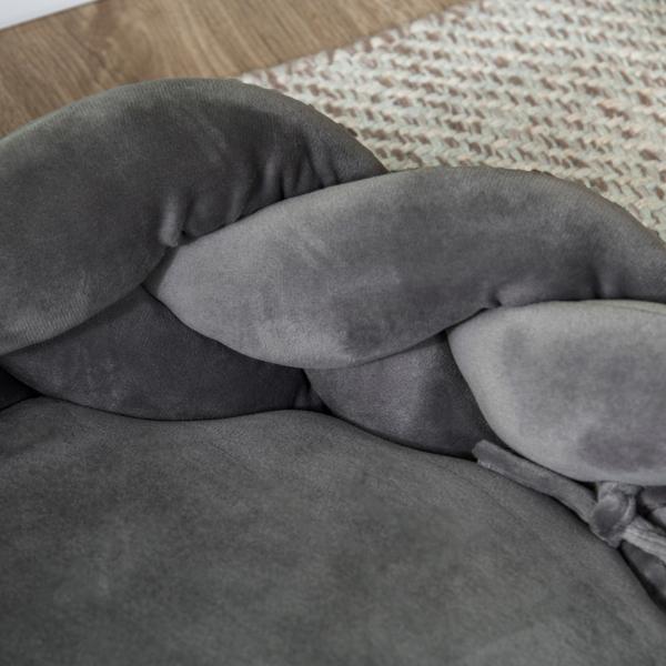 Cama para Cães Pequenos Lavável Cama para Animais de Estimação Redonda com Almofada Independente 55x55x14 cm Cinza