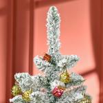 Árvore de Natal Artificial 150 cm com Neve Ignífugo com 358 Ramos Folhas de PVC Abertura Automática Base Dobrável Verde