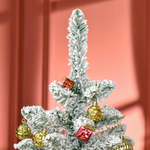 Árvore de Natal Artificial 150 cm com Neve Ignífugo com 358 Ramos Folhas de PVC Abertura Automática Base Dobrável Verde
