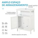 Armário Casa de Banho com 2 Portas Persianas e Compartimento Aberto Desenho Moderno 60x30x81,6 cm Branco