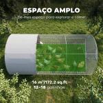 Galinheiro para Exterior Grande com Teto de Tecido Oxford e Fechadura para 12 - 18 Galinhas 5,7x2,8x1,97cm Prata