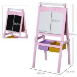 Cavalete Infantil 3 em 1 Cavalete de Arte para Crianças com Quadro Rolo de Papel e 2 Cestos 58,5x50,5x118 cm Rosa