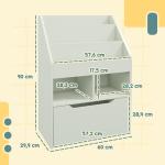Estante de Madeira para Brinquedos com 3 Compartimentos 2 Prateleiras e Gaveta Móvel com 4 Rodas 60x29,9x90 cm Verde