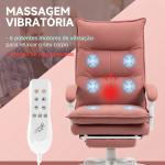 Cadeira de Escritório com 6 Pontos de Massagem e 5 Modos Reclinável com Função de Aquecimento 66x74x114 - 121,5 cm Rosa