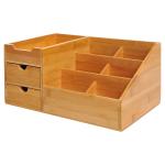 Organizador para Secretária de Bambu Sistema de Secretária Organizador de Mesa de Escritório Polivalente 33x20,5x15,5 cm