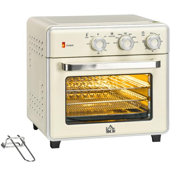 Mini Forno Elétrico de Bancada com Convecção 20 L 1400 W, 7 Funções, 90 - 230 °C, Temporizador 60 Min, Creme